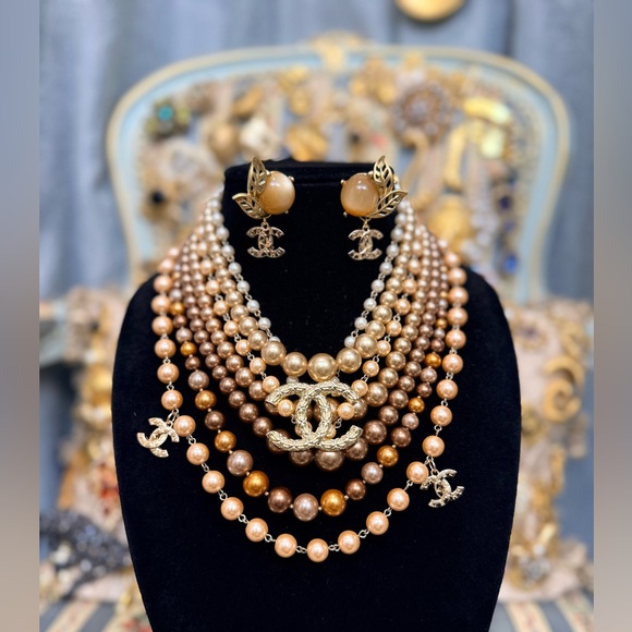 Silky Beige Button-Front Women's Shirt with Jewelry Set - Picture 5 of 14